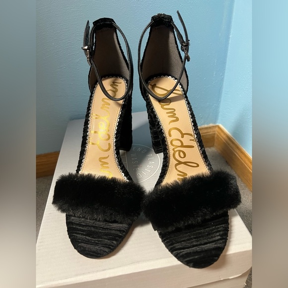 Sam Edelman Black Fur Heels - Picture 3 of 5